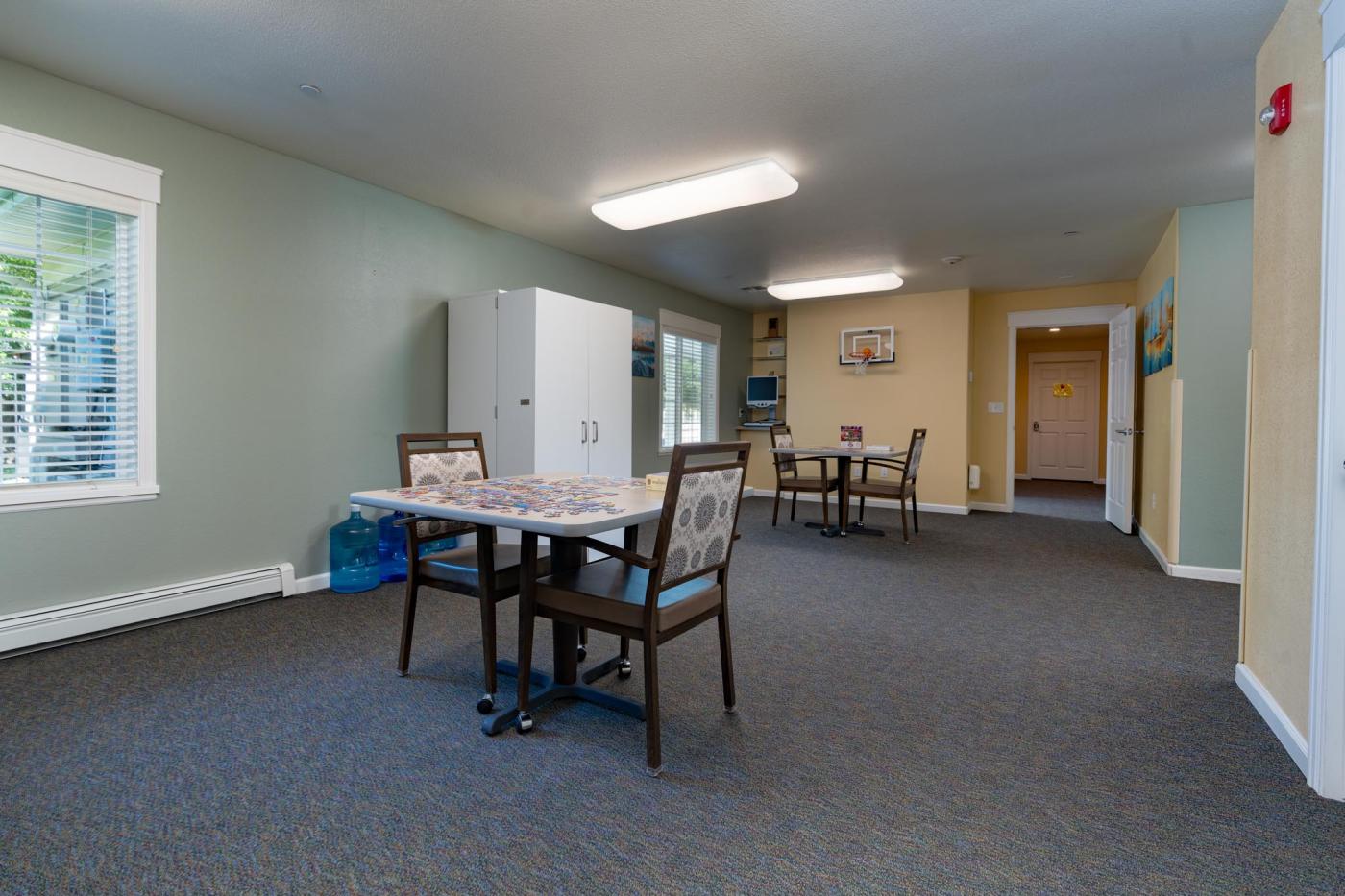 Activities room with table & craft closet