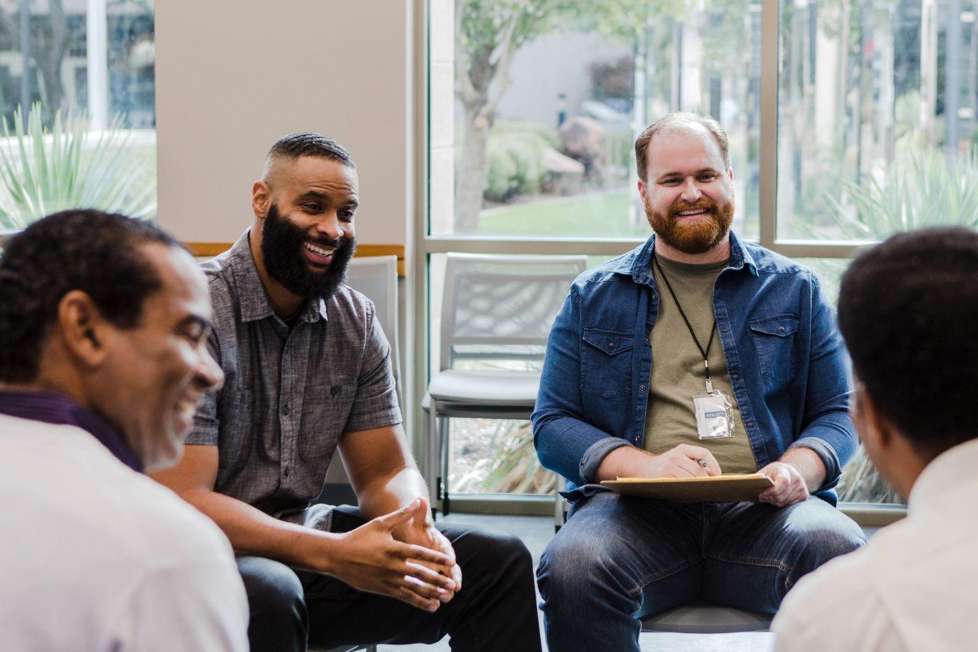 Men talking in a group